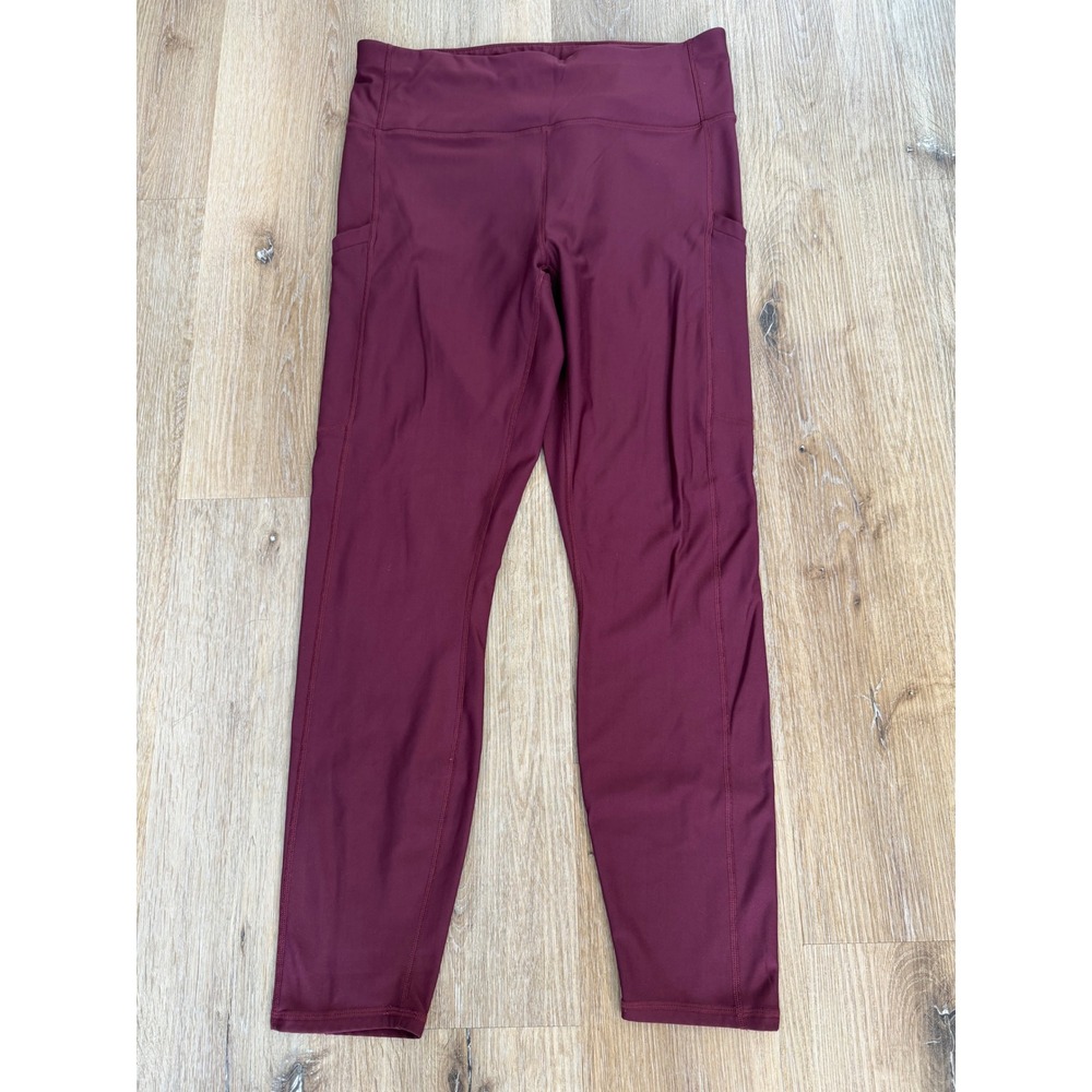 Fabletics Gorpcore Leggings Women XL Burgundy High Rise Side Pockets Activewear